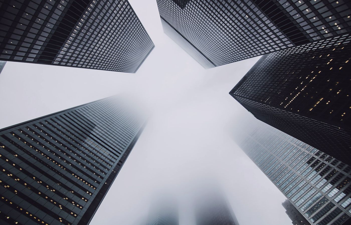 Tall towers seen from below, two networks in one app